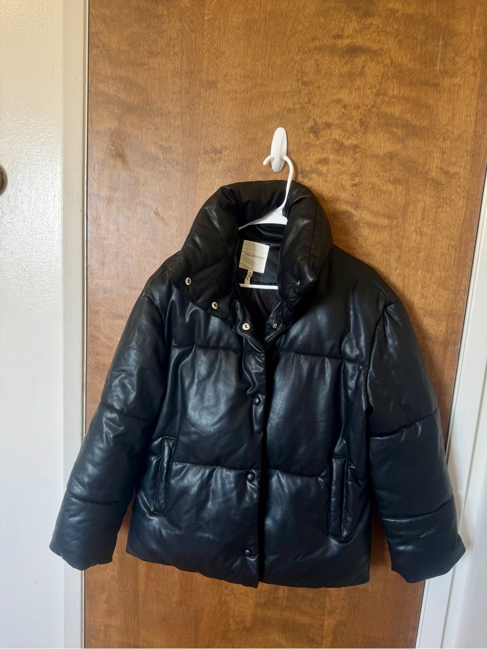 Avec Les Filles Black Faux Leather Jacket Size XS